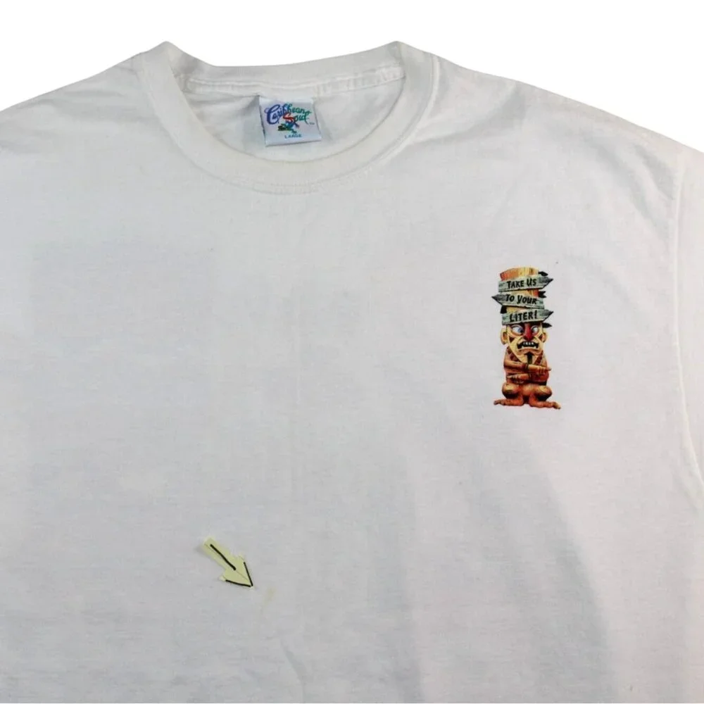 Vintage 2004 Mexico City Beer Guru Brewing Co Large Graphic White T-Shirt Tiki - Picture 11 of 14